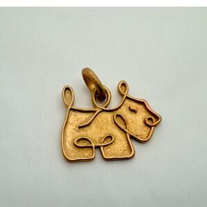 Vintage 80s Signed AGATHA PARIS Scottie Dog Pendant Gold Tone